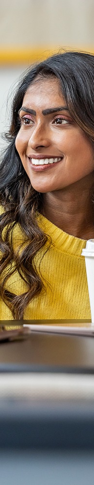 a woman smiling